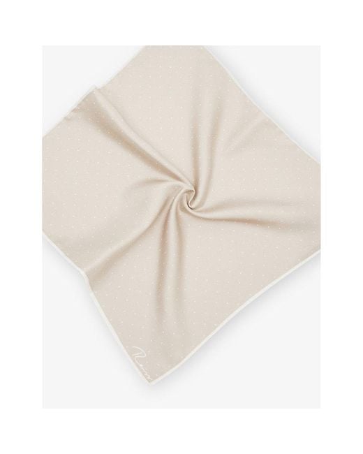 Reiss White Liam Polka-Dot Silk Pocket Square for men