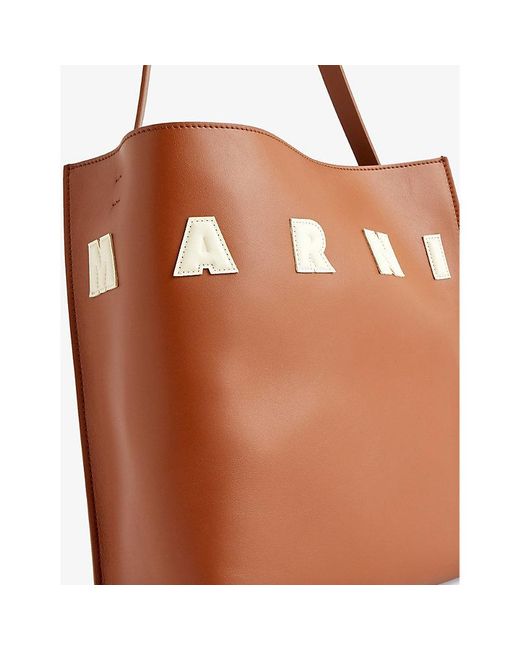 Marni Brown Museo Small Leather Shoulder Bag