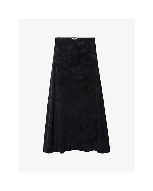 Zadig & Voltaire Black Jimeno Horse-Jacquard Silk Maxi Skirt