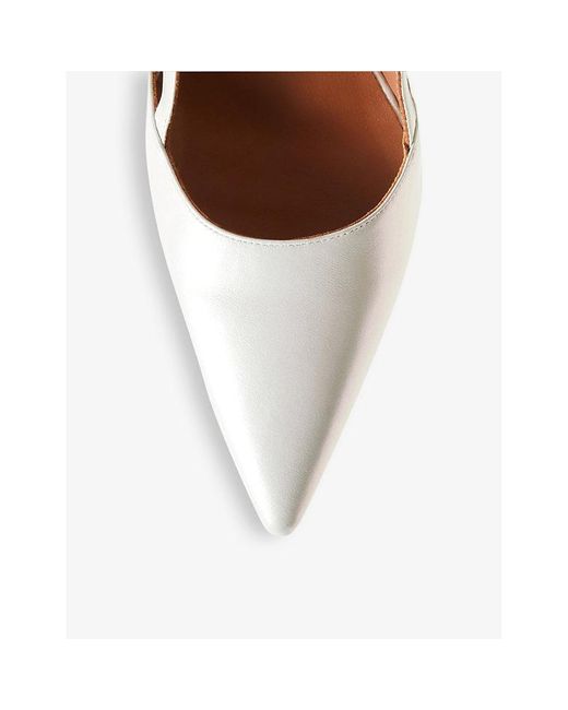 Claudie Pierlot White Bow-embellished Leather Heeled Courts