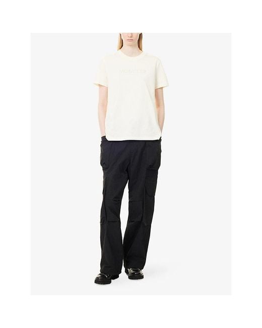 Moncler White Logo-Embroidered Round-Neck Cotton-Jersey T-Shirt