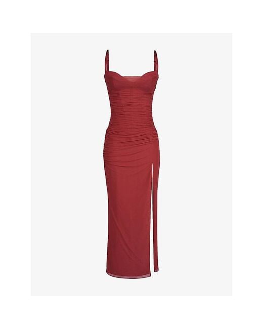 house of cb red mesh dress HOUSE OF CB Romy Mesh Bodycon Maxi Dress Luxe by Kan