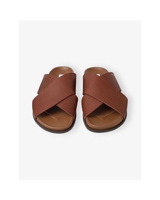 Jimmy Choo Brown Sol Slide Leather Slides