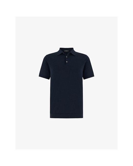 Boggi Blue Slim-Fit Short-Sleeve Cotton And Silk-Blend Polo for men