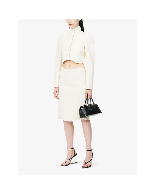 Alaïa White Scallop-Trim Cropped Wool Jacket