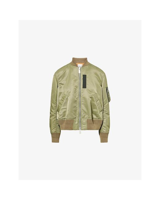Sacai Green Band-Collar Blouson Twill Jacket
