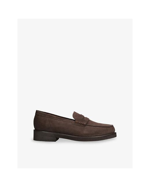 GRENSON Brown Jago Suede Loafers for men