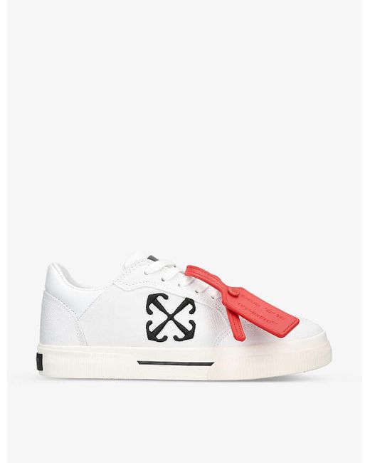 Off-White c/o Virgil Abloh White Vulcanized Logo-embroidered Canvas Low-top Trainers