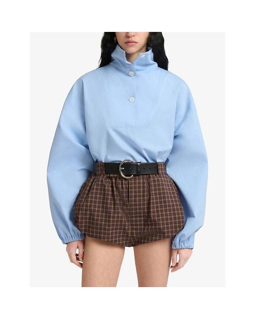 Marni Blue Funnel-Neck Cotton Blouson