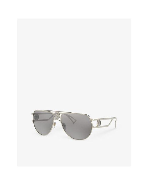 Versace Gray Ve2225 Pilot-frame Metal Sunglasses