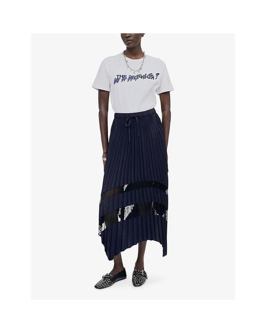 The Kooples White Logo-Print Short-Sleeve Cotton T-Shirt