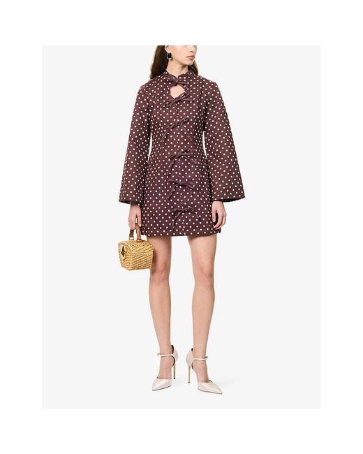 Sister Jane Red Arles Dot-Print Cotton Mini Dress