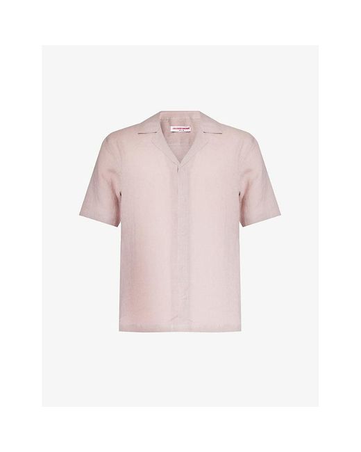 Orlebar Brown Pink Maitan Split-hem Regular-fit Linen Shirt for men