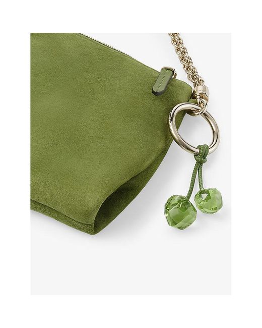 Jimmy Choo Green Callie Mini Suede Clutch Bag