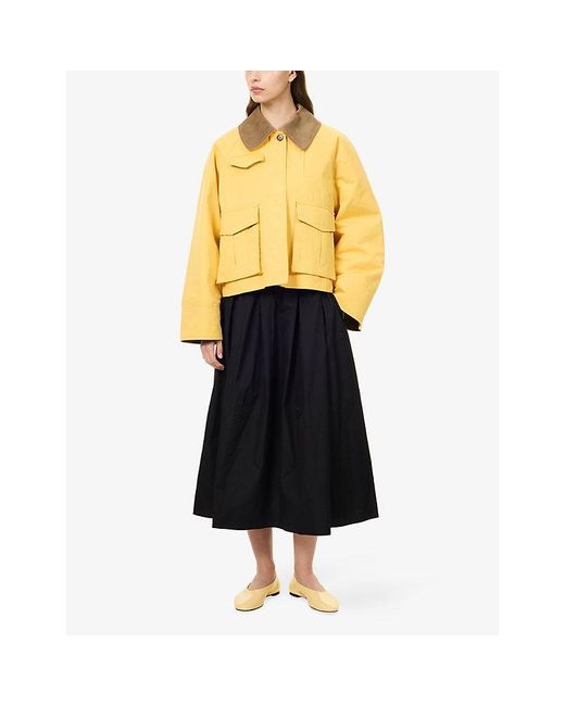 Skall Studio Yellow Gaby Corduroy-Collar Cotton Jacket