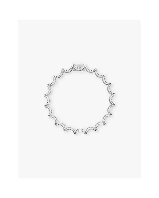 Apm Monaco White Wavy Sterling- And Cubic Zirconia Bracelet