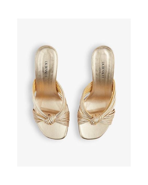 L.K.Bennett Natural Coletta Knotted-strap Metallic Faux-leather Mules