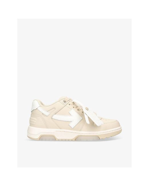Off-White c/o Virgil Abloh Natural Out Of Office Logo-embroidered Leather Low-top Trainers