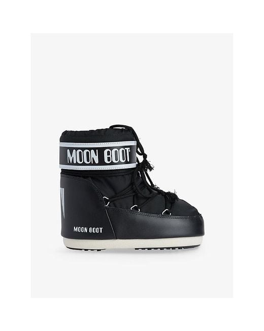 Moon Boot Black Icon Low Waterproof Lace-Up Nylon Snow Boots