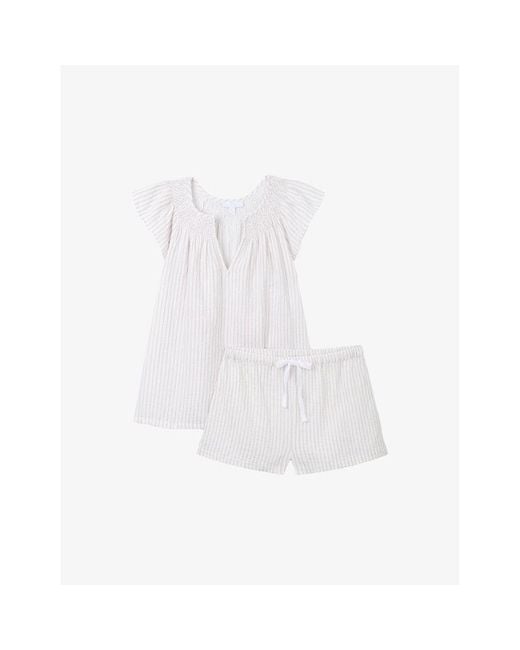 The White Company White Hand-smocked Relaxed-fit Cotton Pyjamas