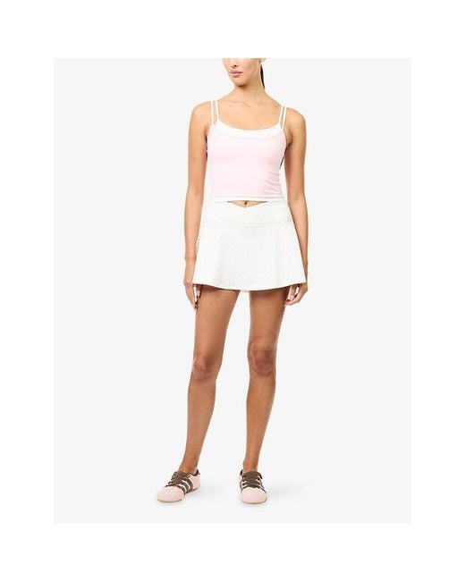 BO+TEE White Active Polka-Dot Stretch-Jersey Mini Skort