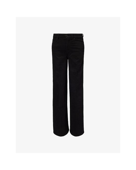 7 For All Mankind Black Lotta Wide-Leg Cotton Denim Jeans