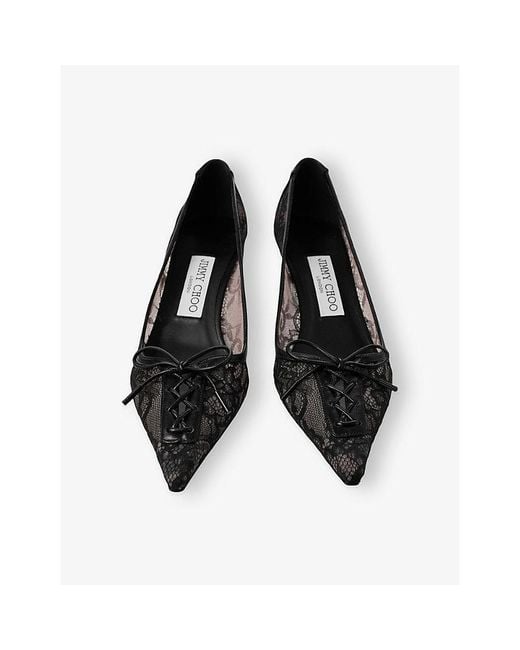 Jimmy Choo Black Scarlett 50 Lace Heeled Courts