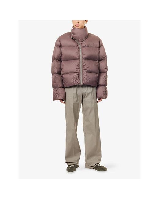 Rick Owens Red High-Neck Welt-Pocket Puffer Jacket for men