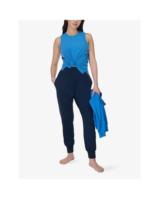 Sweaty Betty Blue Soft Flow Studio Stretch-Woven Tank Top