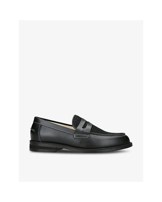 Duke & Dexter Black Wilde Rattan Leather And Woven Loafers for men