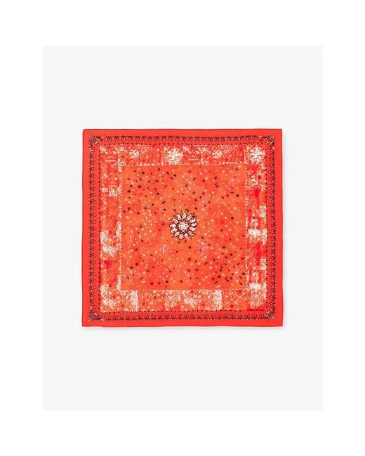 Zadig & Voltaire Red Blondie Bandana-Print Silk Scarf