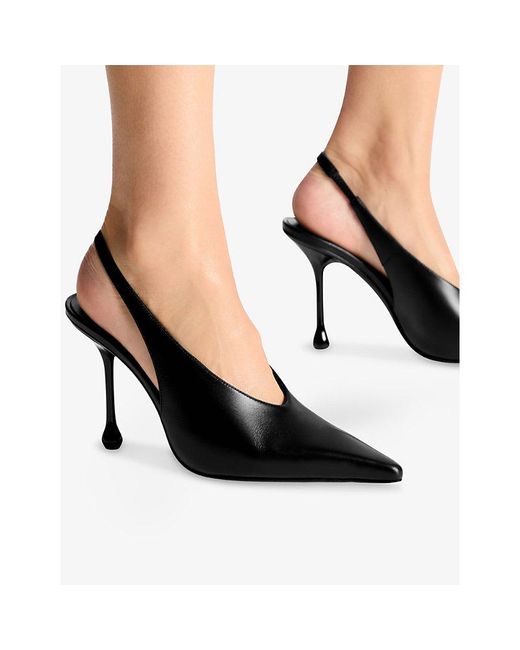 Jimmy Choo Black Isa 95 Slingback Leather Heeled Courts