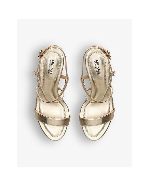 MICHAEL Michael Kors White Veronica -toned Leather Heeled Sandals