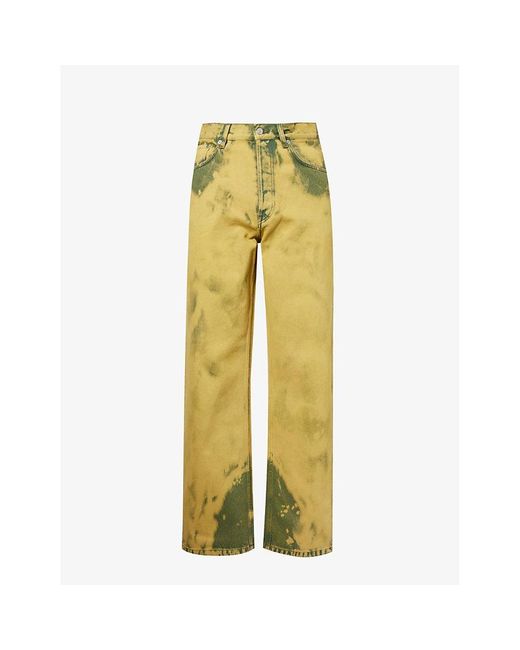 Dries Van Noten Yellow Washed Wide-leg Relaxed-fit Jeans for men