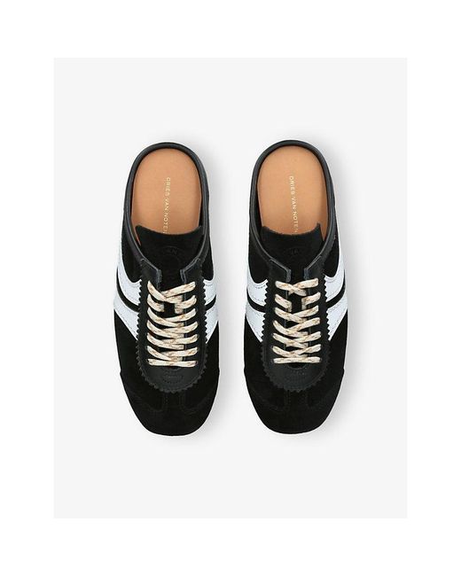 Dries Van Noten Black Dustin Suede Mules