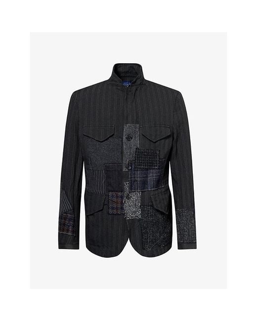 Junya Watanabe Black Patchwork Zip Woven Blazer for men