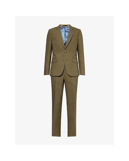 Paul Smith Green Single-Breasted Linen Suit for men