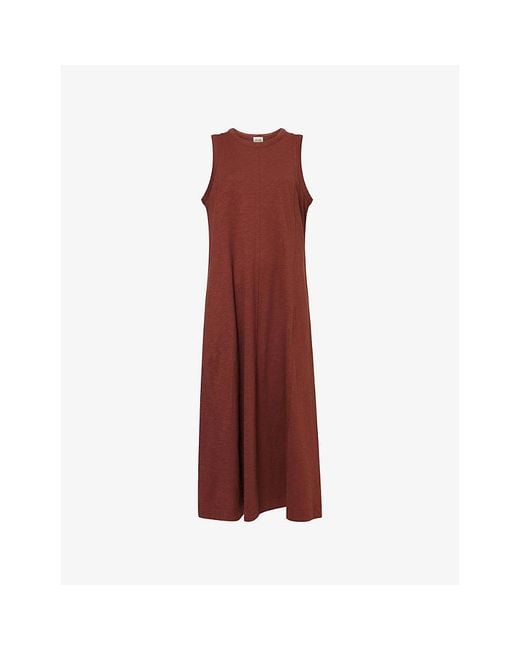 ME+EM Red Slub Sleeveless Cotton Maxi Dress