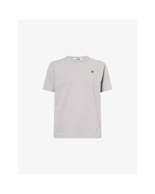 COMME DES GARÇONS PLAY White Small Heart-Embroidered Cotton T-Shirt for men