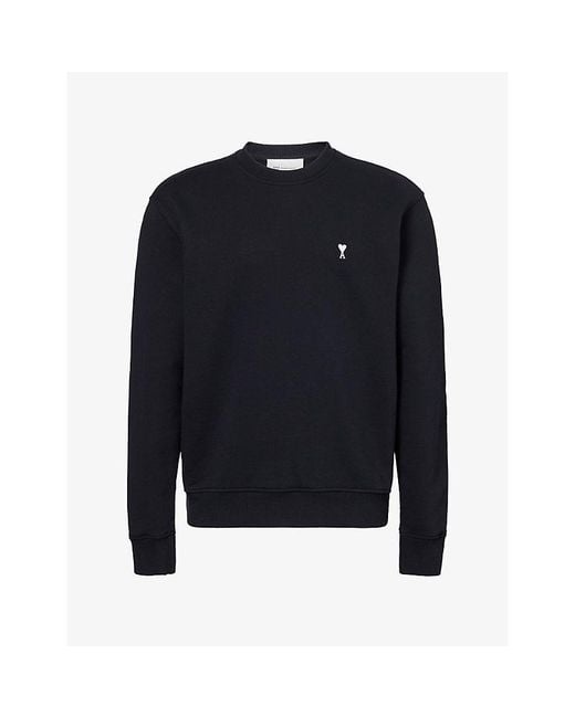 AMI Blue Adc Logo-Embroidered Cotton-Jersey Sweatshir for men