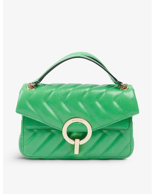 Sandro Green Yza Quilted Leather Shoulder Bag