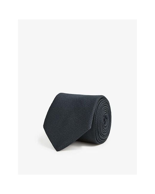 Reiss Black Ceremony Textured Silk Tie for men