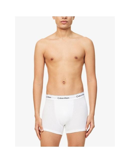 Calvin Klein White Icon Relaxed-Fit Stretch-Cotton Trunks for men
