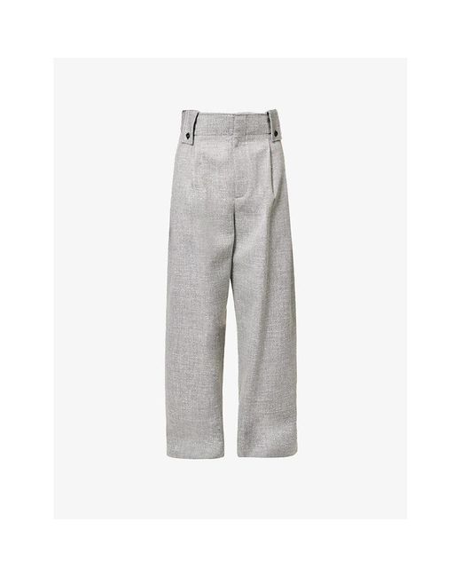 Bottega Veneta Knife-pleated Wide-leg Mid-rise Woven Trousers in Gray for  Men