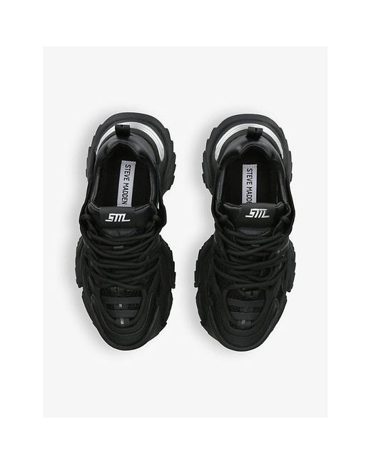 Steve Madden Black Kingdom-e Chunky-sole Faux-leather And Mesh Trainers
