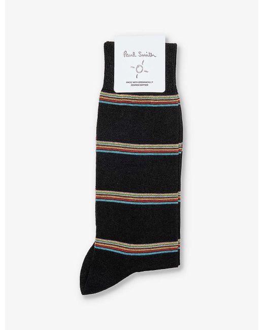 Paul Smith Black Signature Block-stripe Cotton-blend Socks for men
