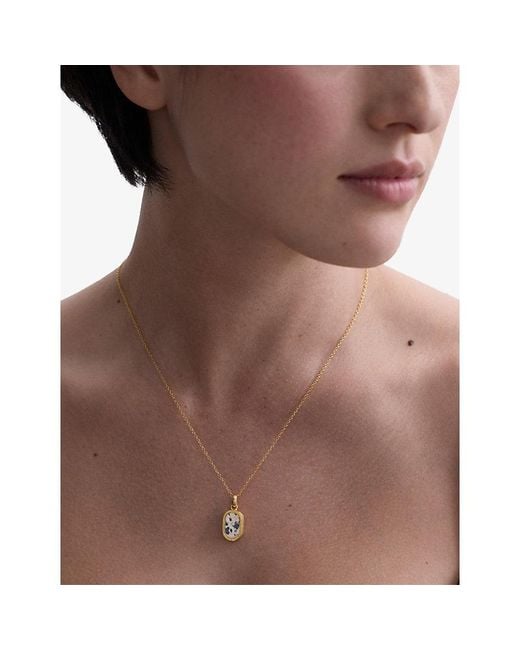 Astley Clarke Metallic X Laura Jackson Oval 18Ct-Plated 925 Sterling- And Dalmation Jasper Locket Necklace