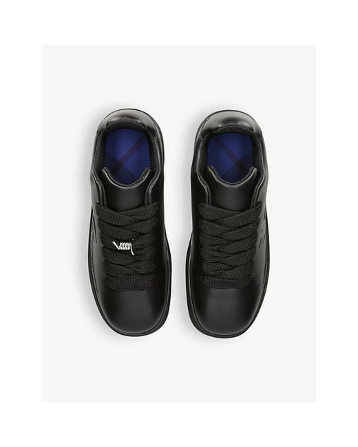 Burberry Black Barbed Wire-embellished Leather Low-top Trainers for men