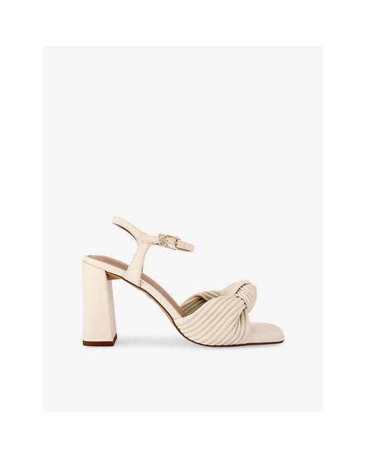 KG by Kurt Geiger White Signet 105 Twisted-Strap Faux-Leather Heeled Sandals