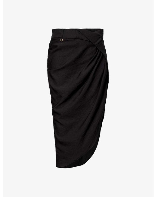 Jacquemus Black Saudade Asymmetric Woven Mini Skirt